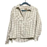Woolrich  Cream and Tan Plaid Flannel Button Up Photo 0
