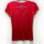 Gap  T Shirt Womens Medium Short Sleeve Red V Neck Fitted Baby Tee‎ Blank Photo 0