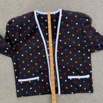Vintage 80s Sabino Colorful Polka Dot Puff Sleeve Open Front Blazer Jacket NWT 6 Black Photo 8