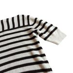 Ann Taylor  Brown White Stripe Short Sleeve Sweater Pullover Stretch Woven Small Photo 8