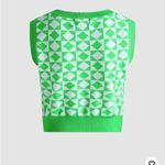 Cider Green and White Geometric Knit Cropped Sweater Vest Photo 2