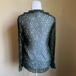 H&M green ruffle shear long sleeve button up shirt | 2 Photo 3