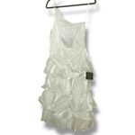 NWT Lulus White Shimmer Ruffle Tiered Dress | Metallic Shimmer | Medium NWT Photo 6
