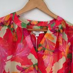 Chico's Georgette Blouse Fiesta Foliage Flame Scarlet size 1/Medium Red Floral Photo 4