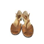 Softspots Tan Leather Peep Toe Slingback Wedge Sandals Women’s 11W Comfort Brown Size 11 Photo 1