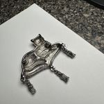 Avon Cat On Pillow Tassel Dangles Faux Marcasite Signed Silver Tone Brooch Pin Photo 5