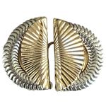 Vintage Napier Pat Pending Two Tone Fan Clip On Earrings 1950s 1960s Retro Gold Photo 0