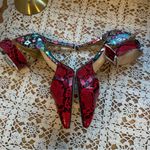 None Chic Floral Red and Black Women's Heels Photo 2