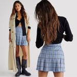 Free People  Grunge 90s Schoolgirl Plaid Honey Pleated Skirt Ocean Blue 12 Punk Photo 4