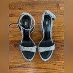 ZARA  Women’s NWOB Silver Glitter‎ Ankle Strap Block Heels Size 7.5 (38) Photo 1
