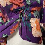 Band Of The Free New  Floral Print Long Sleeve Crop Blouse Purple Size Small Photo 9