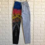 Vintage 90’s Y2K Las Vegas painted high rise PUSSHH design‎ Unique Rare JEANS Blue Size 23 Photo 1