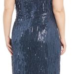 R & M Richards NWOT  1661 Long Formal Sequin Fringe Dress In Gunmetal Photo 3