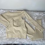 Joy Lab Cream Textured Workout Set Sports Bra Legging Crop Top Small Photo 3