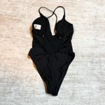 Wild Fable  Womens Small Black Silver Stud Bedazzled Plunging One Piece Swim Suit Photo 3