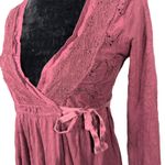 Odd Molly Purple Long Sleeve Crochet Lace Butterfly Eyelet Mini Wrap Dress 0 Photo 6