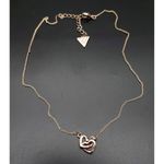 Guess Adorable  Rose Gold Tone Double Heart Pendant Necklace Dainty 16" Long Photo 5