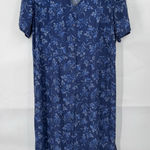 VTG Crazy Horse Dark Floral Midi Shirt Dress Women Plus Size 16W Blue Cottage Photo 0
