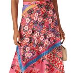 Pinko Skirt Womens 2 Pink Bibidi Gonna Pink Printed Crepe Patchwork Floral Photo 0