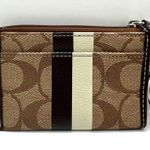 Coach Brown and Cream Coated Canvas Coin Purse / Cardholder with Keychain Photo 1