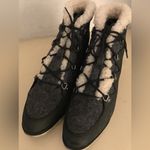 Sorel  women charcoal gray black leather platform wedge boots Size 7.5 Photo 5