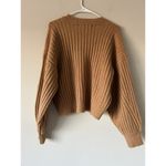 Sophie Rue  Soft Ribbed Knit Crewneck Sweater Size Large in Camel Classic Preppy Photo 2