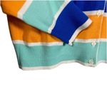 Lands' End  Cardigan Women’s Size L TALL Purple‎ Orange Striped Button Up Cotton Photo 2
