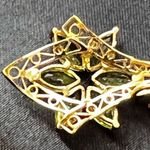 14K Gold Peridot? filigree Slider Pendant/ 20” Italy Chain Photo 5