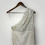 IRO  Roxanie One Shoulder Fil Coupé Chiffon Mini Dress Off White Size 40 or US‎ 8 Photo 7