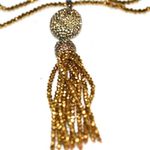 Joan Rivers  Signed Vintage Gold/Brass/White Beaded Tassel Statement Necklace Photo 2