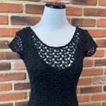 Free People Black Lace Dress Sz XS Short Sleeve Black Knit Dress Goth Emo Dress Photo 1