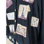 Vintage Country Wear Petite Casuals Black Postcard Paris Shirt Jacket P/M Size undefined Photo 3