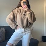 Crop fleece jacket Tan Photo 1