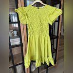 Red Dress Boutique Smocked mini dress ruffle short sleeves chartreuse fit & flare anneklein Photo 1