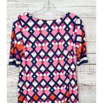 Eliza J  Women's Geometric Short Sleeve Stretch Sheath Dress Pink Blue Size 4P Photo 2