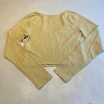 BP Crop Top Long Sleeve Organic Cotton Blend Scoop Neck Beige Womens M Photo 7