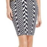 Michael Kors  Dark Navy Blue and White Chevron Pencil Skirt Photo 0