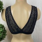 DKNY Black Sheer Unlined Wire Free Lace V Neck Bralette Bra Top M Photo 1