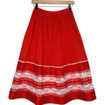 Handmade Vintage Red Polkadot Flowy Skirt w Lace Accents‎  Coquette Milk Maid Photo 0