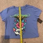 Ed Hardy  Pale Blue Graphic Print Crop Top Tee Photo 5