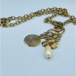 Vintage festival boho large link textured necklace White Photo 2