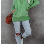 Campfire Cozy Size L Hooded Sweatshirt Henley Casual Loose Kangaroo Pocket Green Size L Photo 0