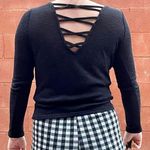 Black Long Sleeved Lightweight Shirt With Open Crisscross Back Size undefined Photo 1