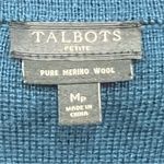 Talbots Women's Teal 100% Merino Wool Sweater Blazer cardigan Size MP button up Photo 6