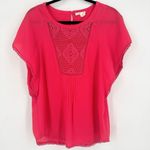 Anthropologie Meadow Rue Anele Crochet Flutter Dolman Sleeve Blouse Pink Small Photo 0