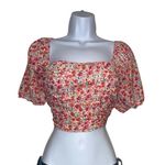 SheIn Floral milkmaid style crop top with puffy sleeves Photo 0