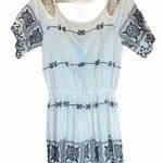 Solitaire NWT White Blue Embroidered Swim Cover Sz S Photo 0