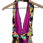 Trina Turk Tahitian Floral Print One Piece Swimsuit Tie Back Colorful Womens 12 Photo 5