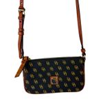 Dooney & Bourke Coated Canvas DB Logo Crossbody Bag Dark Brown Red Interior Photo 2