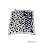 Echo‎ Handkerchief Head Scarf Leaves Hankie Leaf White Blue Azlon Silk 26128 Photo 3